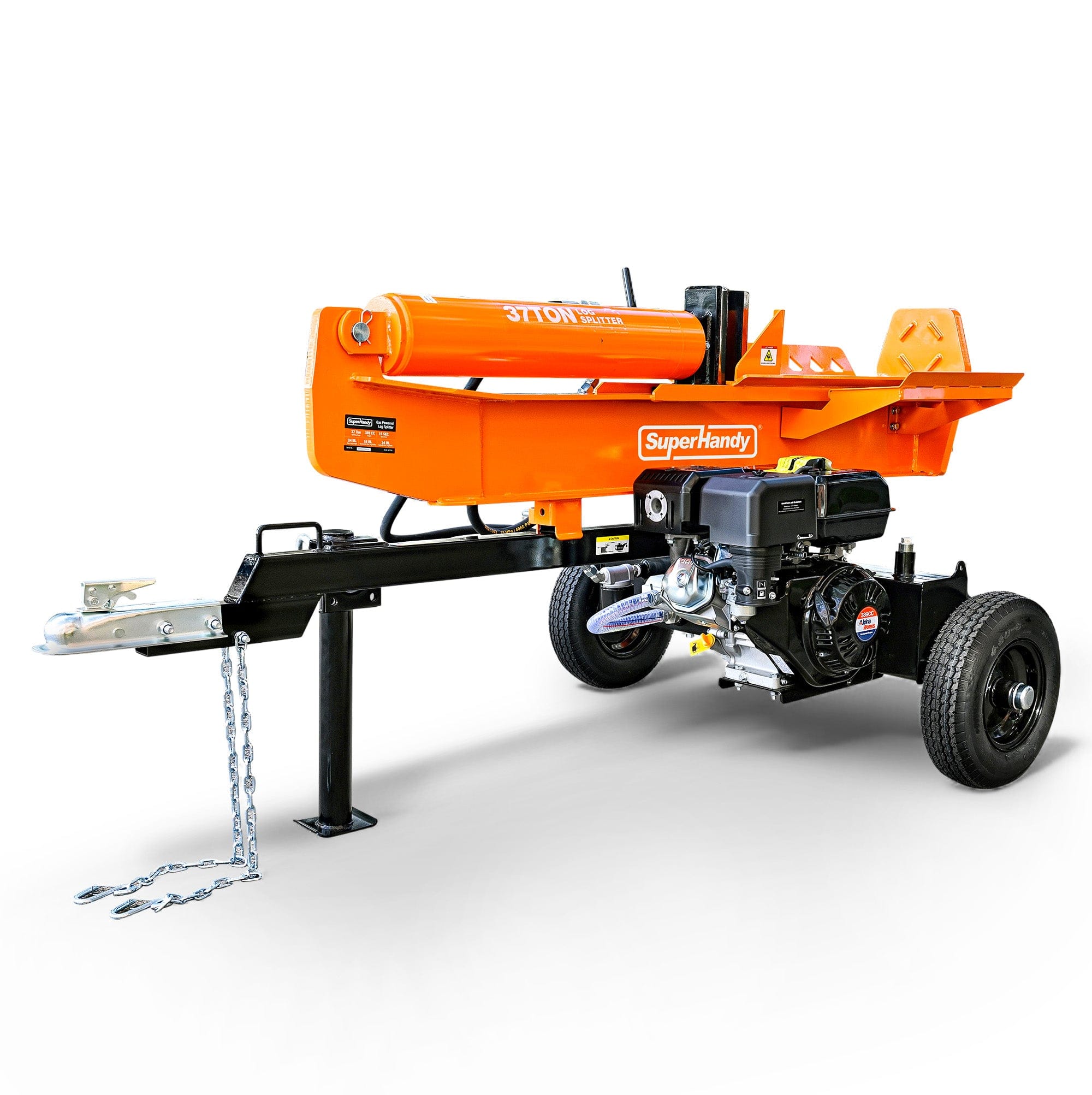 SuperHandy - Outdoor Tools & Mobility Superhandy 37 Ton 389 cc Gas Powered Log Splitter w/Vertical/Horizontal Operation, Towable with 2'' Ball Coupler