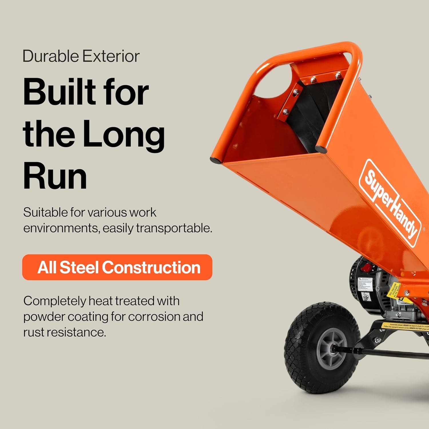 SuperHandy - Outdoor Tools & Mobility SuperHandy 4-Inch Wood Chipper Shredder Mulcher – 9HP Gas-Powered Heavy Duty Chipping Machine
