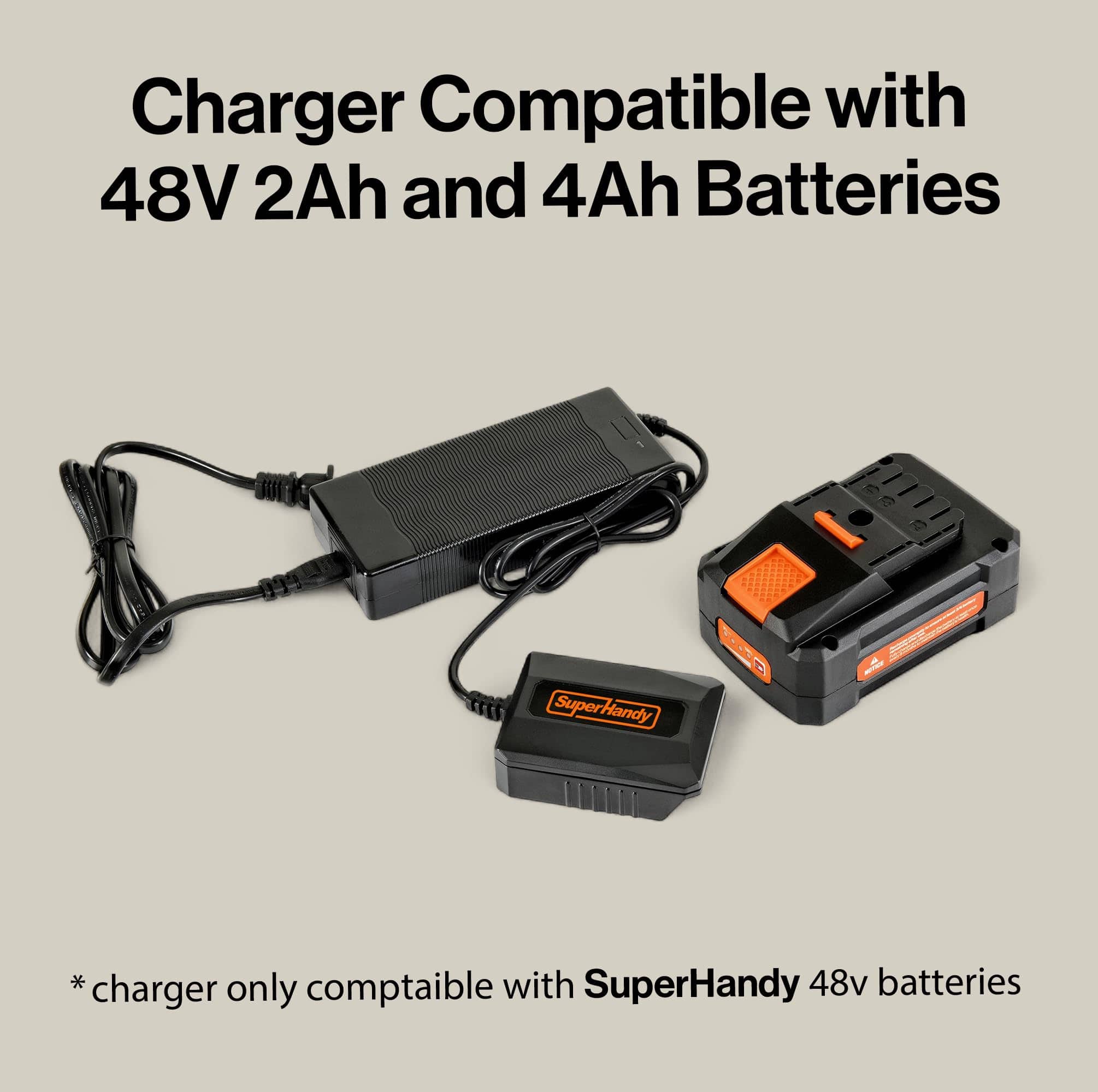 SuperHandy - Outdoor Tools & Mobility SuperHandy 48V 2Ah Battery with Charger , Fast Charging, Impact-Resistant Case – Compatible with Mobility Scooters, Augers, and More
