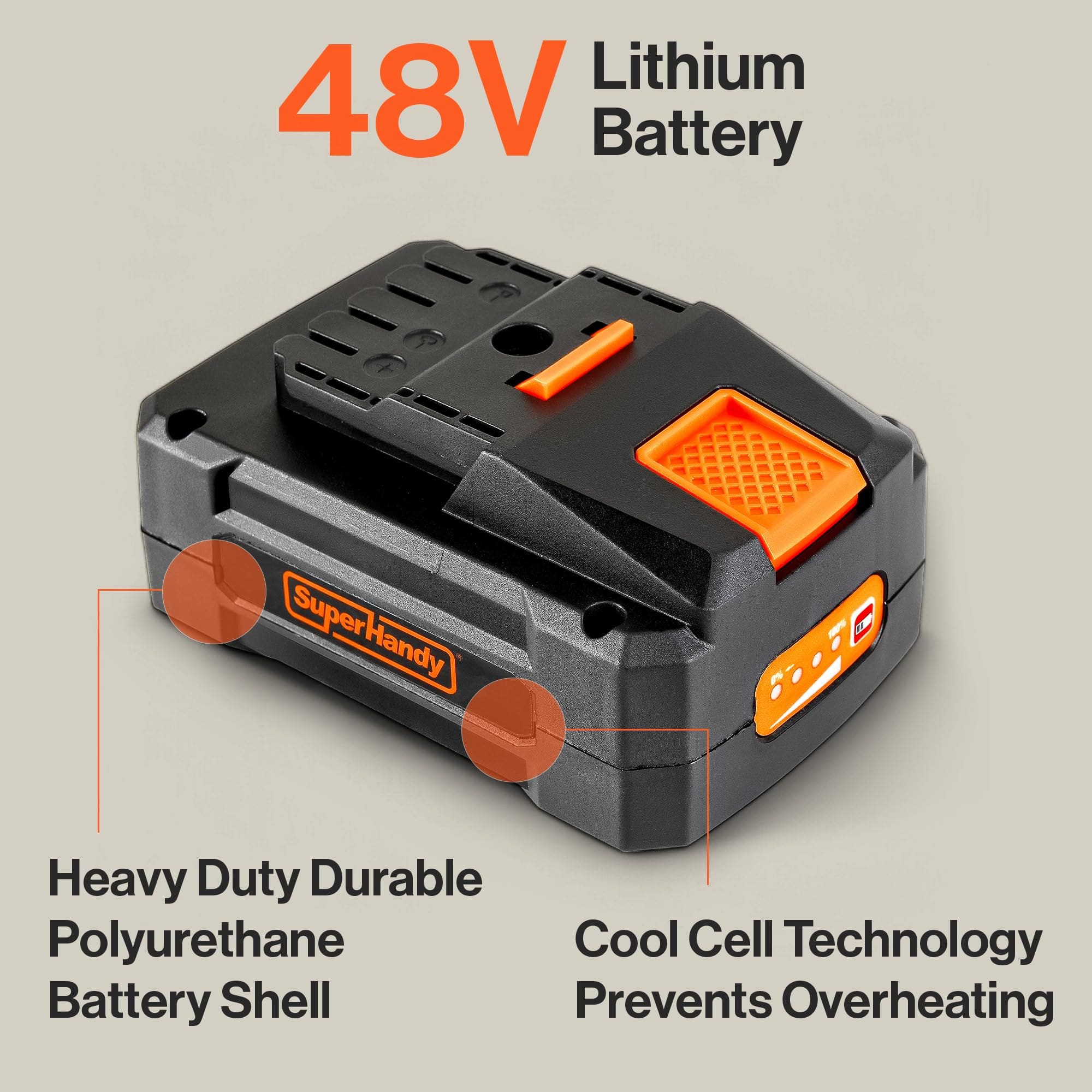 SuperHandy - Outdoor Tools & Mobility SuperHandy 48V 2Ah Battery with Charger , Fast Charging, Impact-Resistant Case – Compatible with Mobility Scooters, Augers, and More