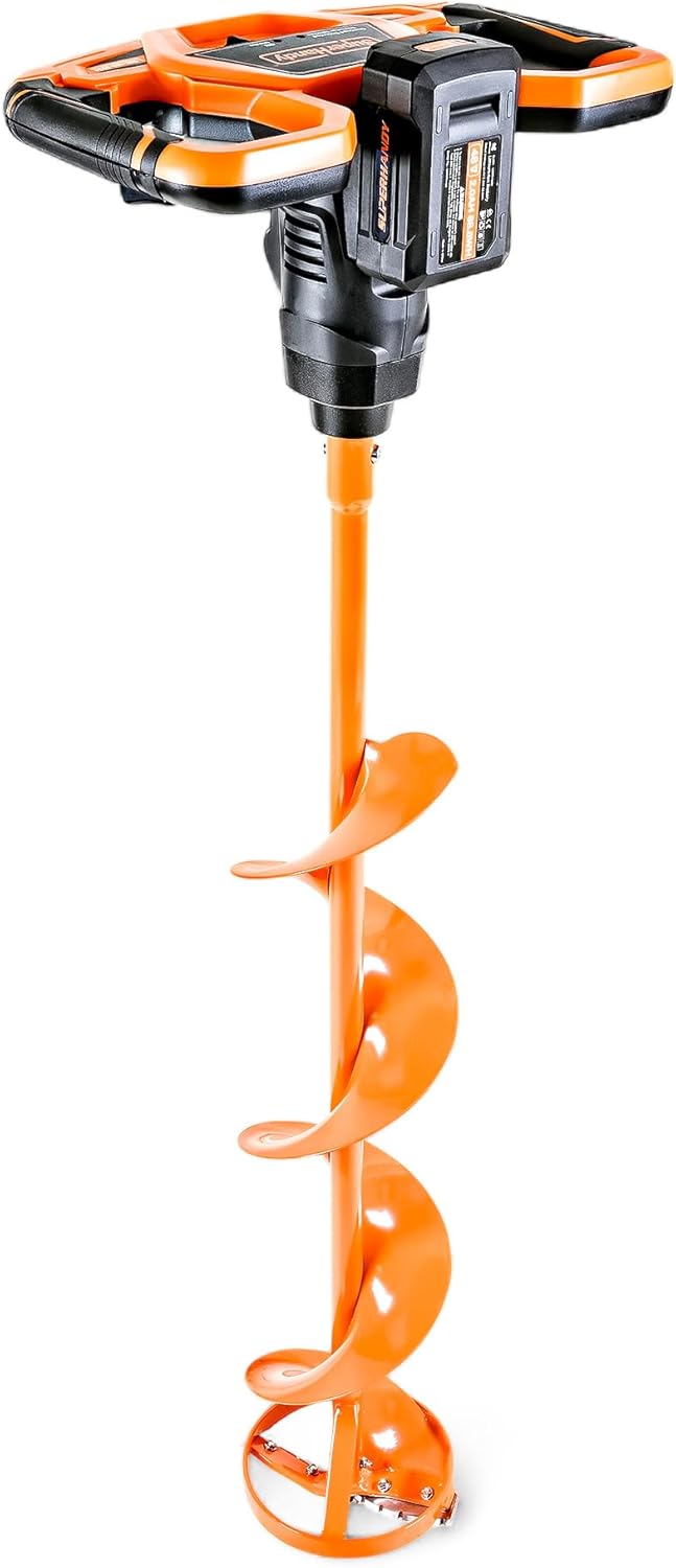 SuperHandy - Outdoor Tools & Mobility SuperHandy 48V Cordless Ice Auger with 8" Steel Bit,40" Ice Drilling Depth