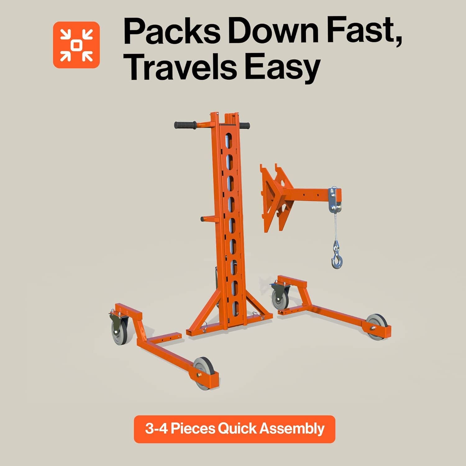SuperHandy - Outdoor Tools & Mobility Superhandy Portable Hydraulic Crane Lift, Tool-Free Disassembly, Foot Pedal Operation