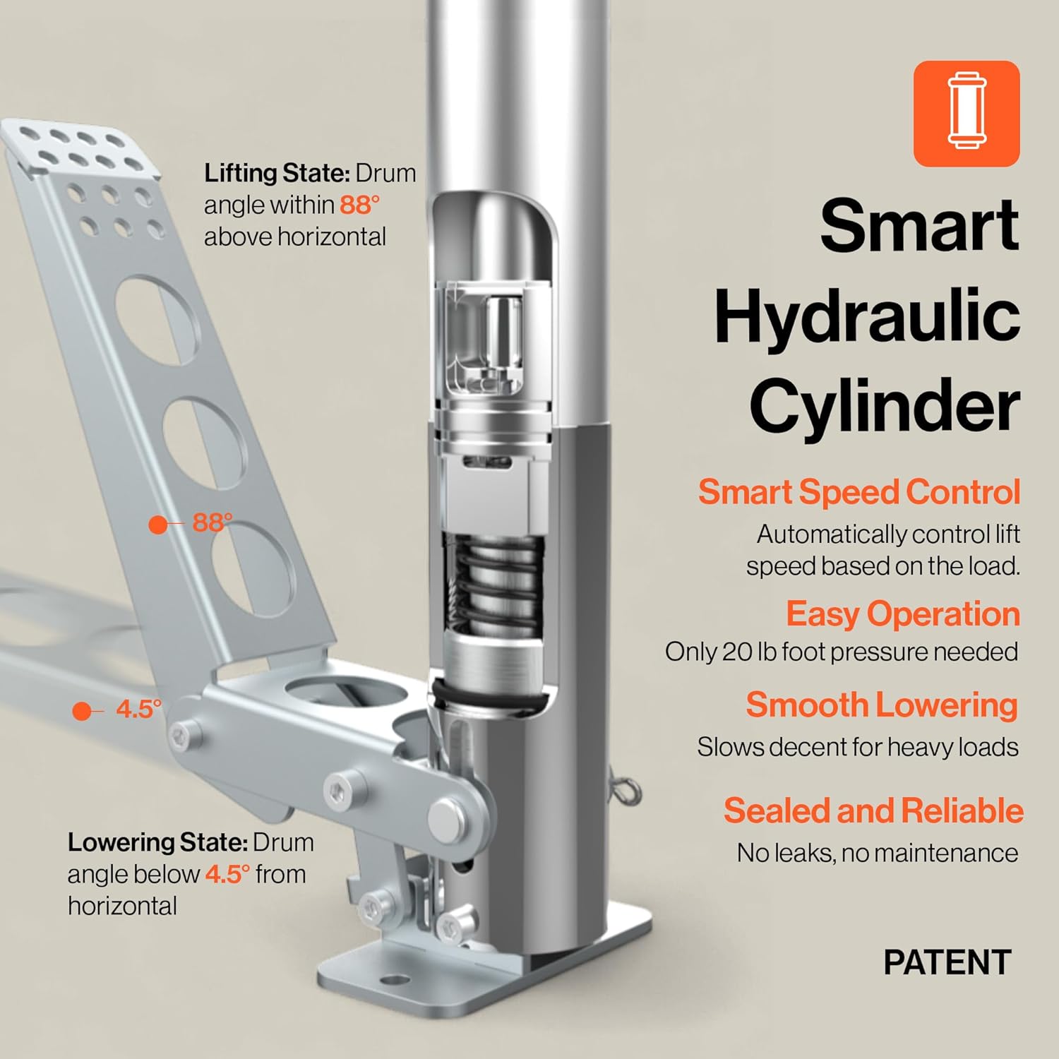 SuperHandy - Outdoor Tools & Mobility Superhandy Portable Hydraulic Crane Lift, Tool-Free Disassembly, Foot Pedal Operation