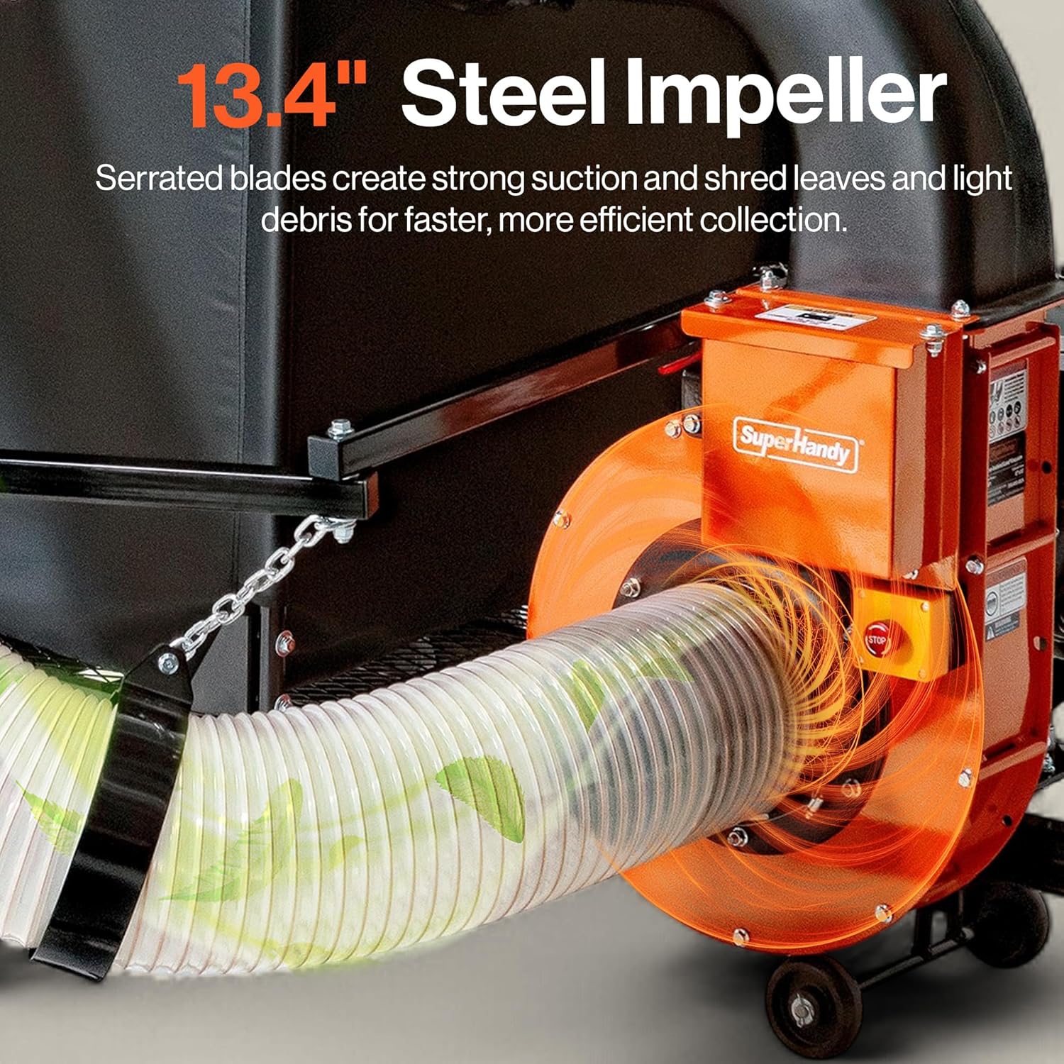SuperHandy - Outdoor Tools & Mobility SuperHandy Towable Leaf and Lawn Vacuum – 180 Gal Collection, 15HP Electric Start Engine, Serrated Impeller, Pin-Hitch, One-Hand Dump, 13 in. Wheels