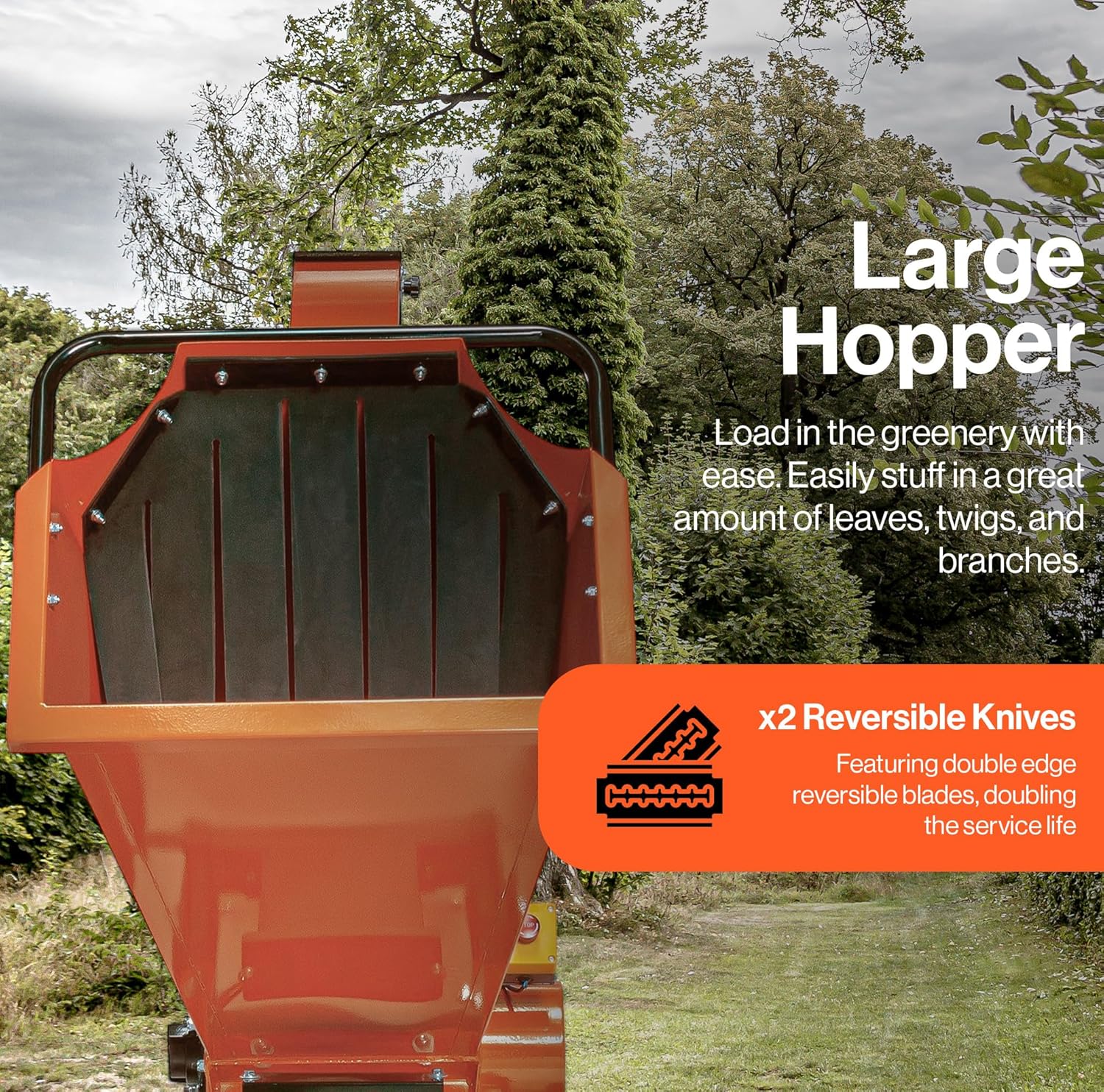 SuperHandy - Outdoor Tools & Mobility SuperHandy Towable Wood Chipper Shredder – 5 in. Chipping Capacity, 15HP , 420cc Engine, Heavy Duty for Yard, Forestry, or Landscaping