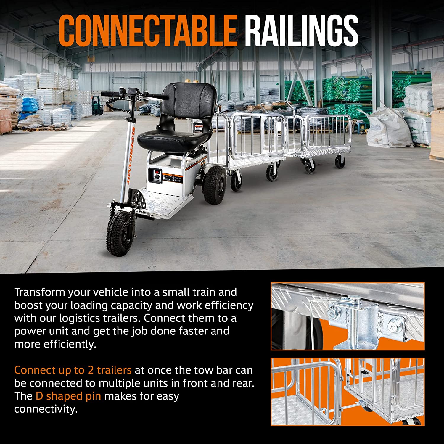 SuperHandy Platform Truck & Trailer - 1200Lb Capacity, Connects Directly to Utility Tugger