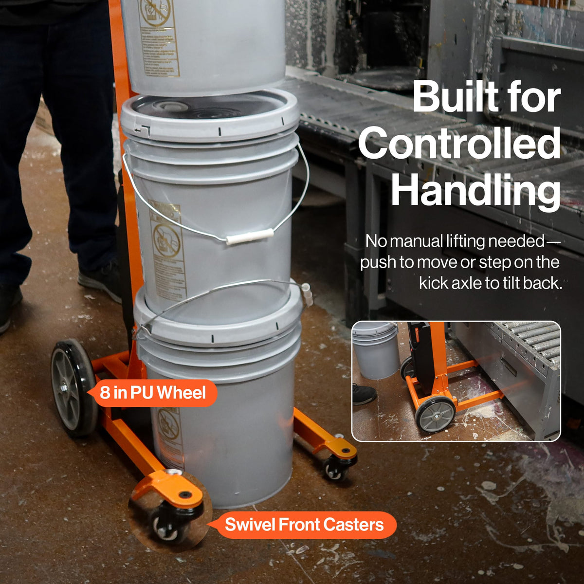 SuperHandy SuperHandy Electric Pail Lift Hand Truck, for 5-Gallon Buckets, 48V 2Ah Battery Powered Lifter, for Easy Loading