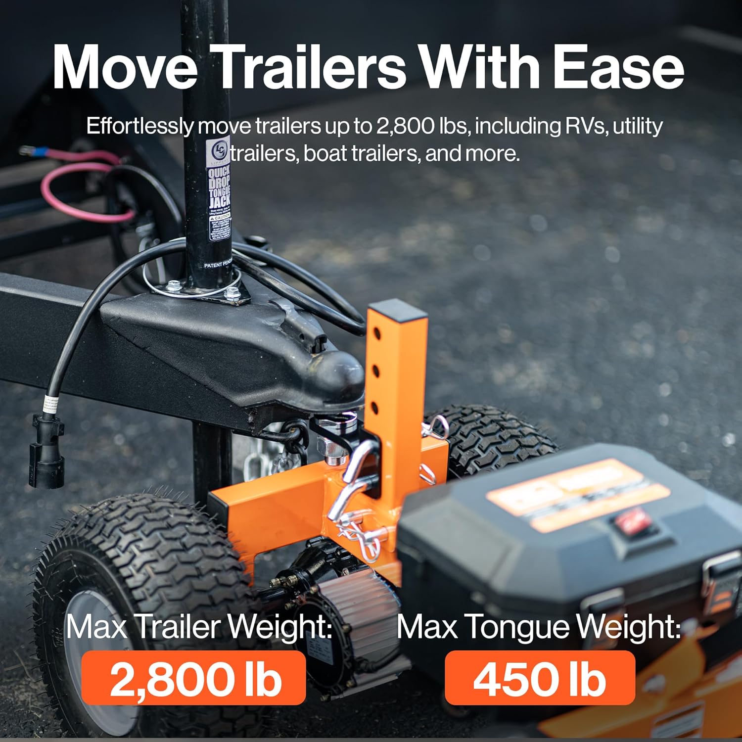 SuperHandy SuperHandy Electric Trailer Dolly - 24V 7Ah Battery, 2800 lb Towing Capacity (New Frame)