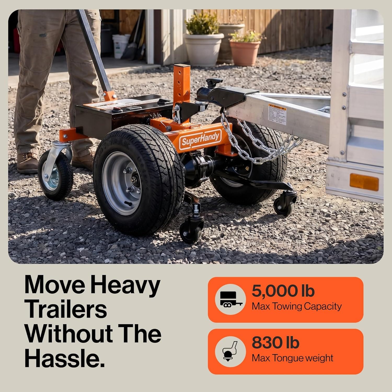 SuperHandy SuperHandy Electric Trailer Dolly - 24V 9Ah Battery, 5000 Lb Towing Capacity