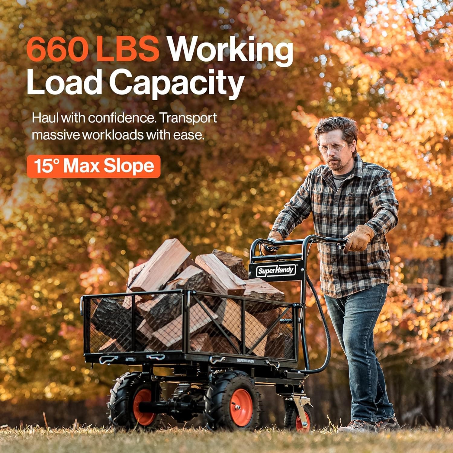 SuperHandy SuperHandy Electric Utility Wagon Pro - 48V 4Ah Li-Ion Battery, 660Lb Max Weight