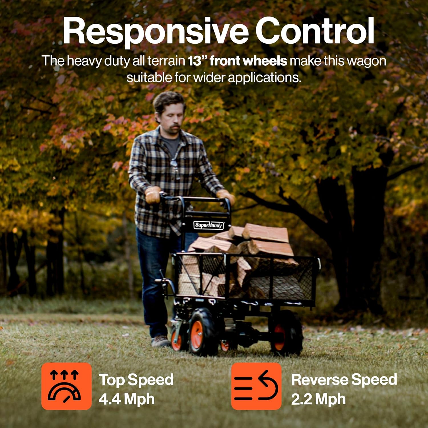 SuperHandy SuperHandy Electric Utility Wagon Pro - 48V 4Ah Li-Ion Battery, 660Lb Max Weight
