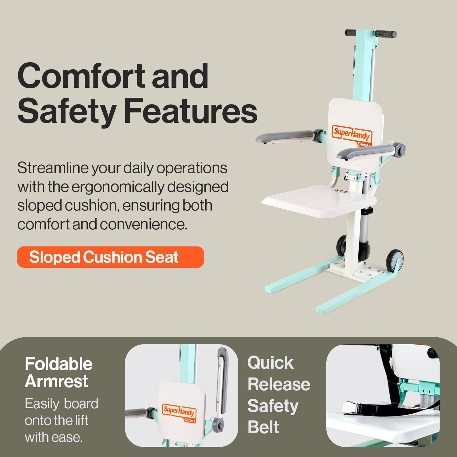 SuperHandy SuperHandy GoRise FC - Electric Floor to Chair Lift Assistance -  Seat Transfer, 400Lbs Weight Limit