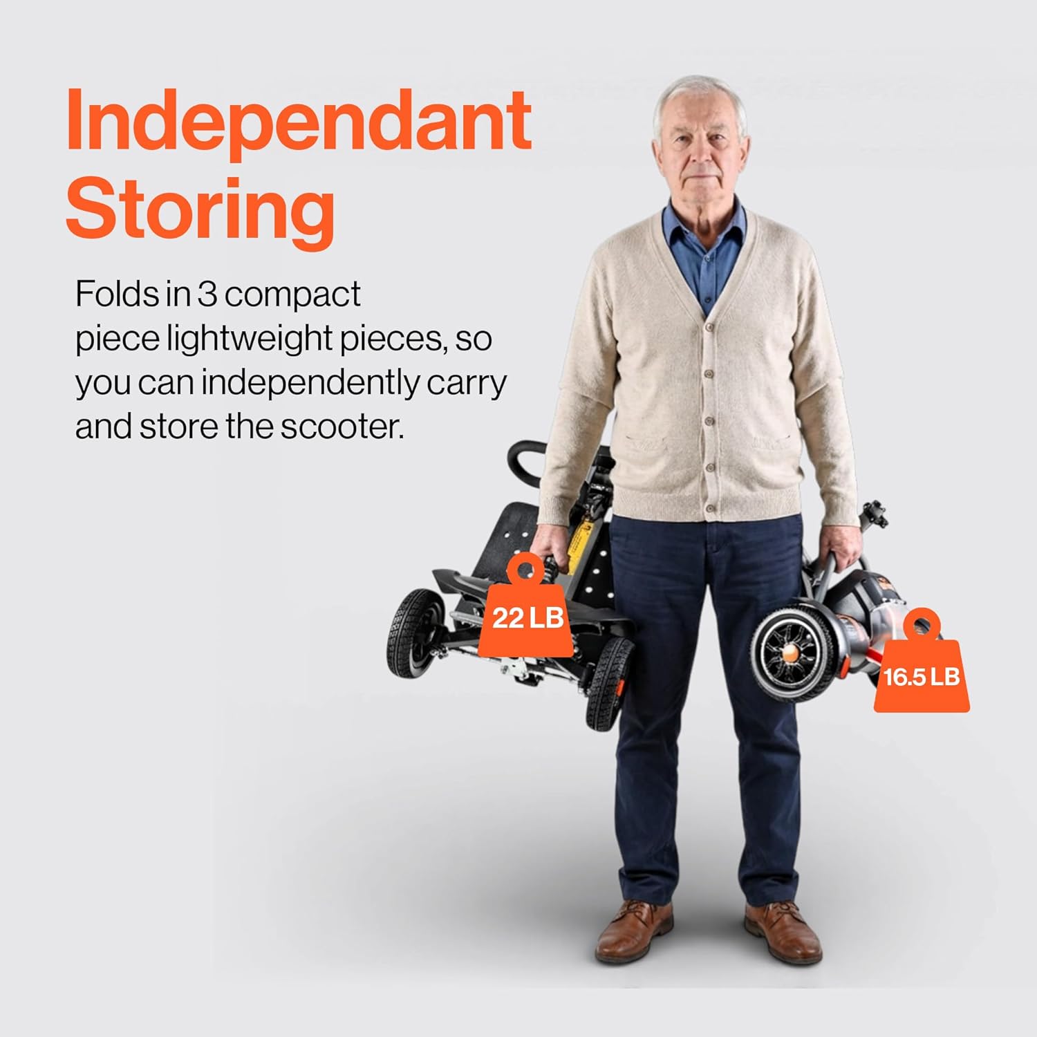 SuperHandy SuperHandy Passport Flex 4 Wheel Power Mobility Scooter – Quick-Disassembly Aluminum Frame, Foldable & Compact, 48V Li-Ion Battery