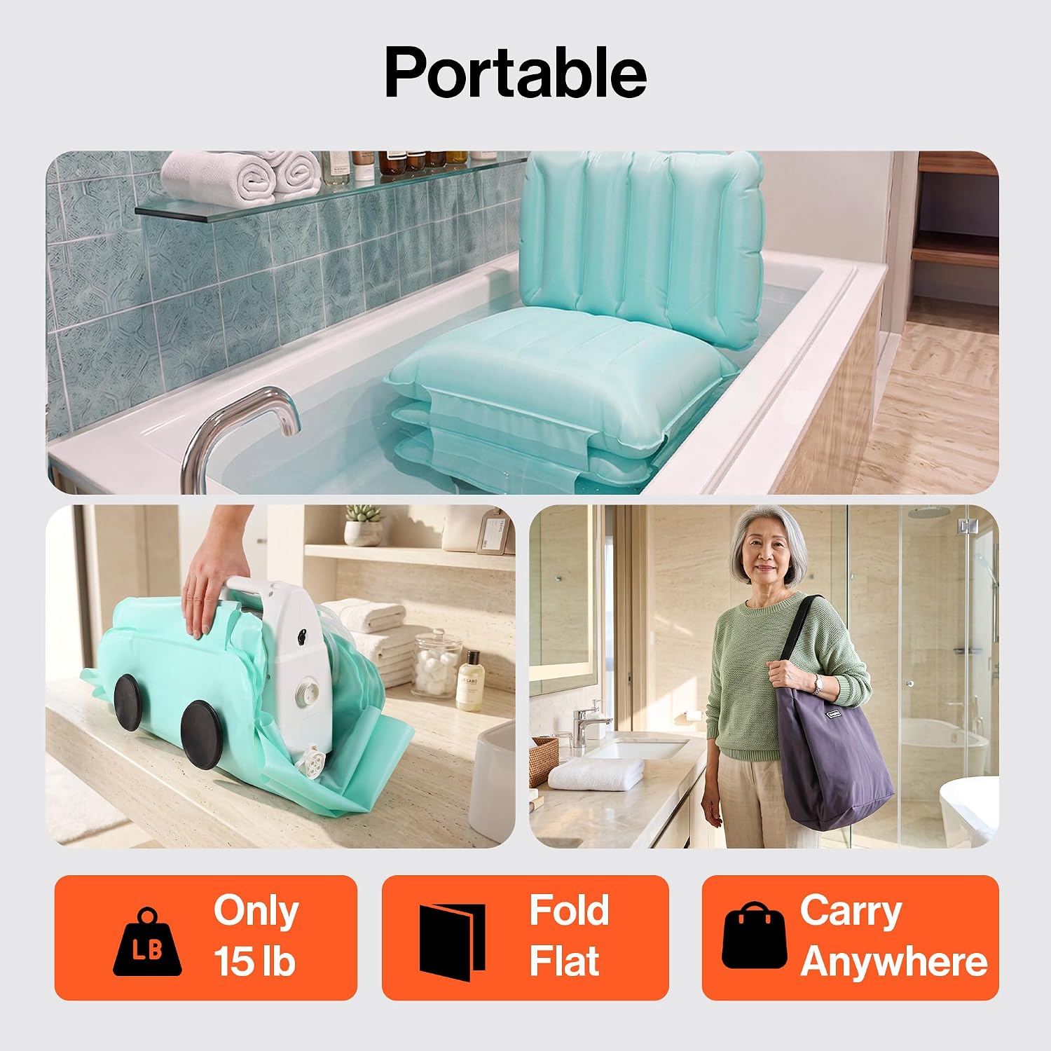SuperHandy Superhandy Portable Inflatable Bath Lift Cushion for Seniors
