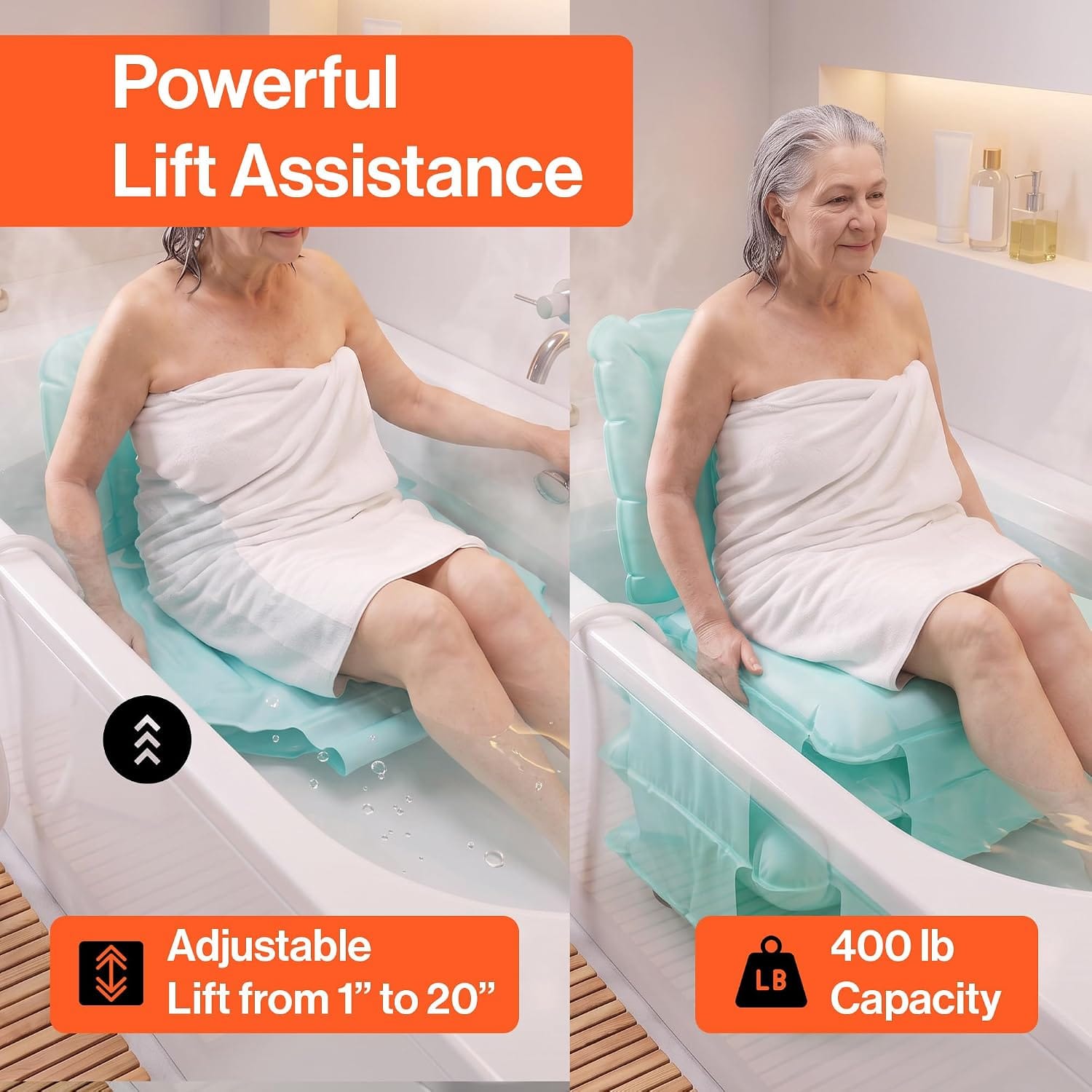 SuperHandy Superhandy Portable Inflatable Bath Lift Cushion for Seniors