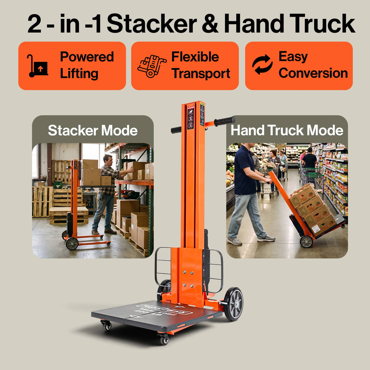 SuperHandy SuperHandy Powered Lift Hand Truck, Lift Stacker Load Positioner - 220lbs Capacity