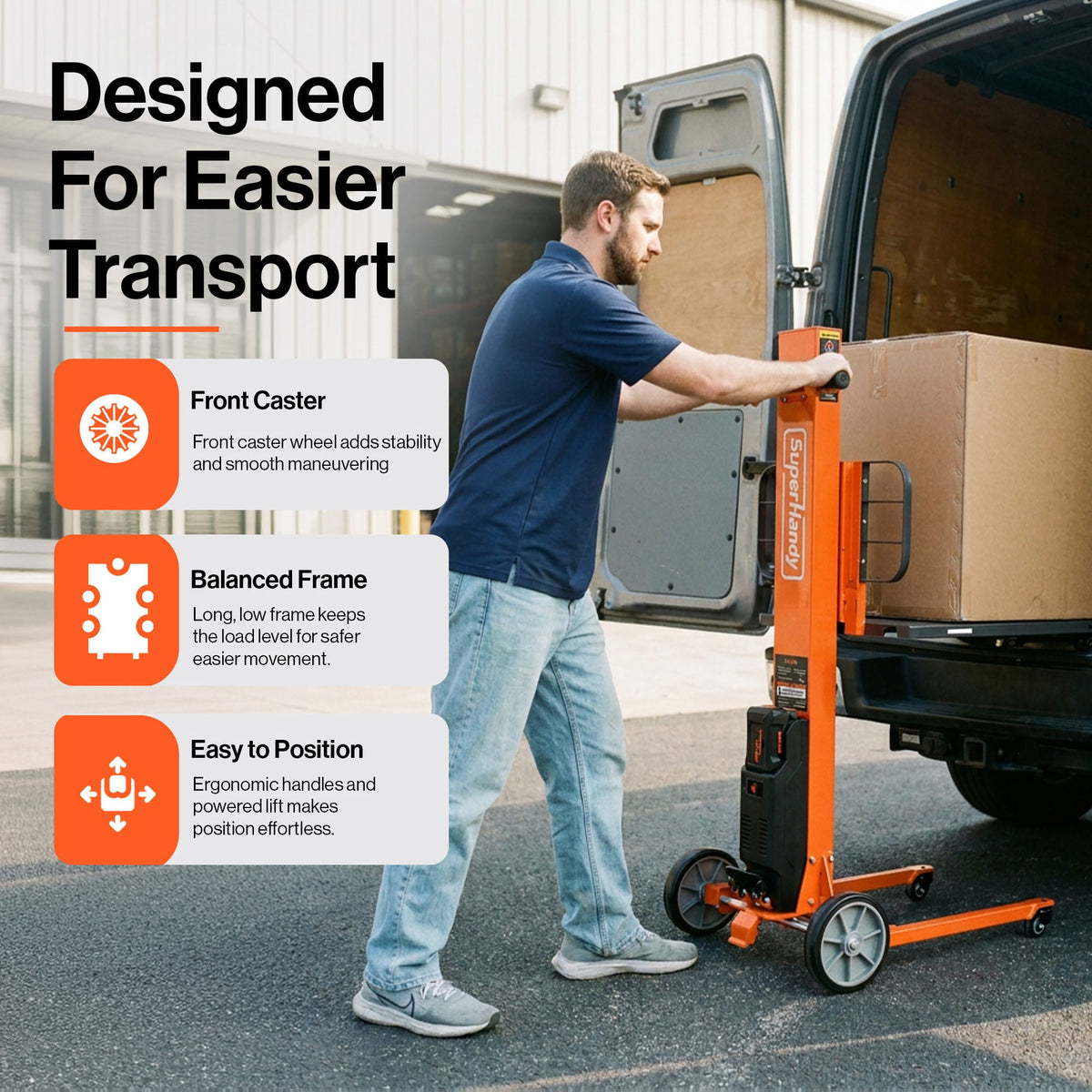 SuperHandy SuperHandy Powered Lift Hand Truck, Lift Stacker Load Positioner - 220lbs Capacity