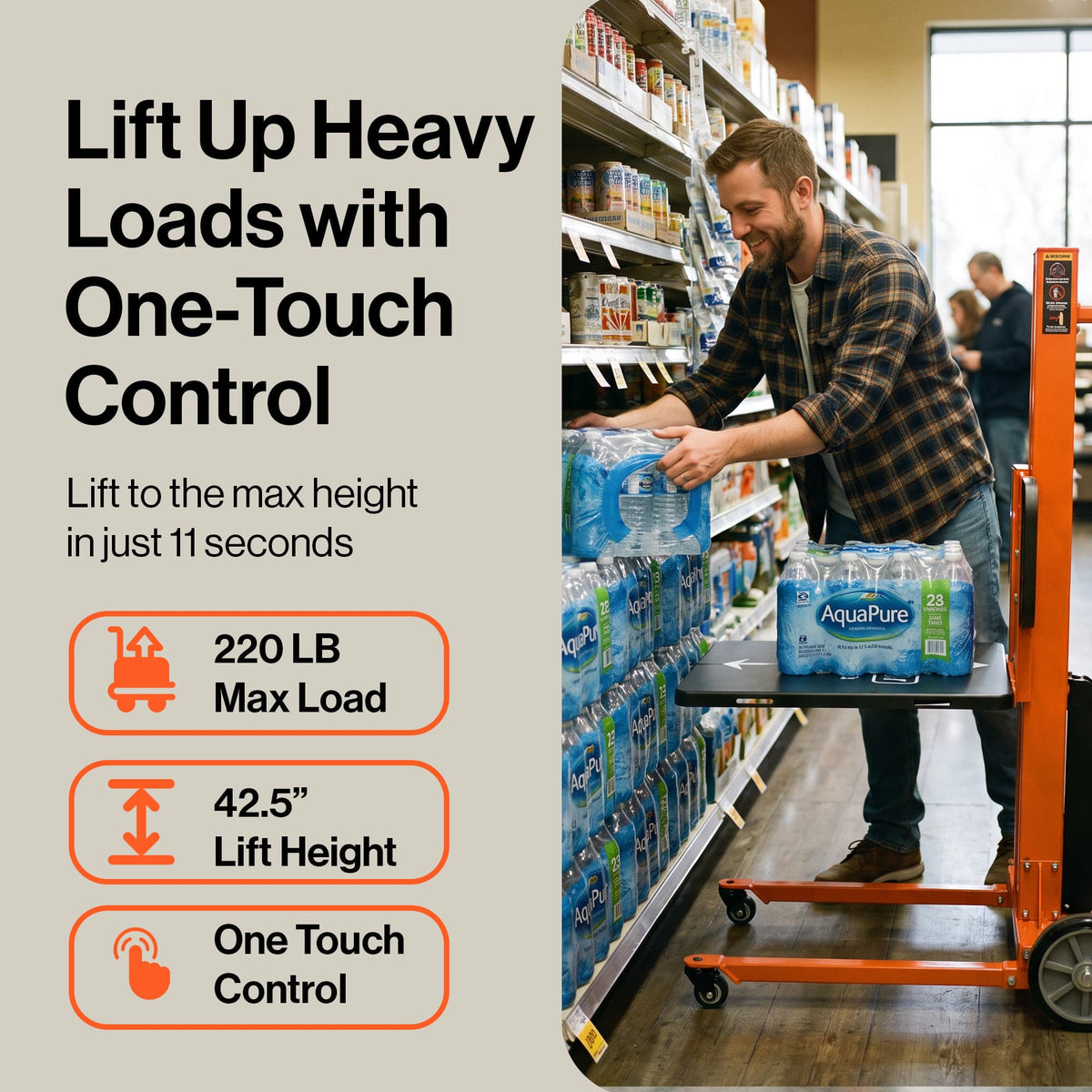 SuperHandy SuperHandy Powered Lift Hand Truck, Lift Stacker Load Positioner - 220lbs Capacity