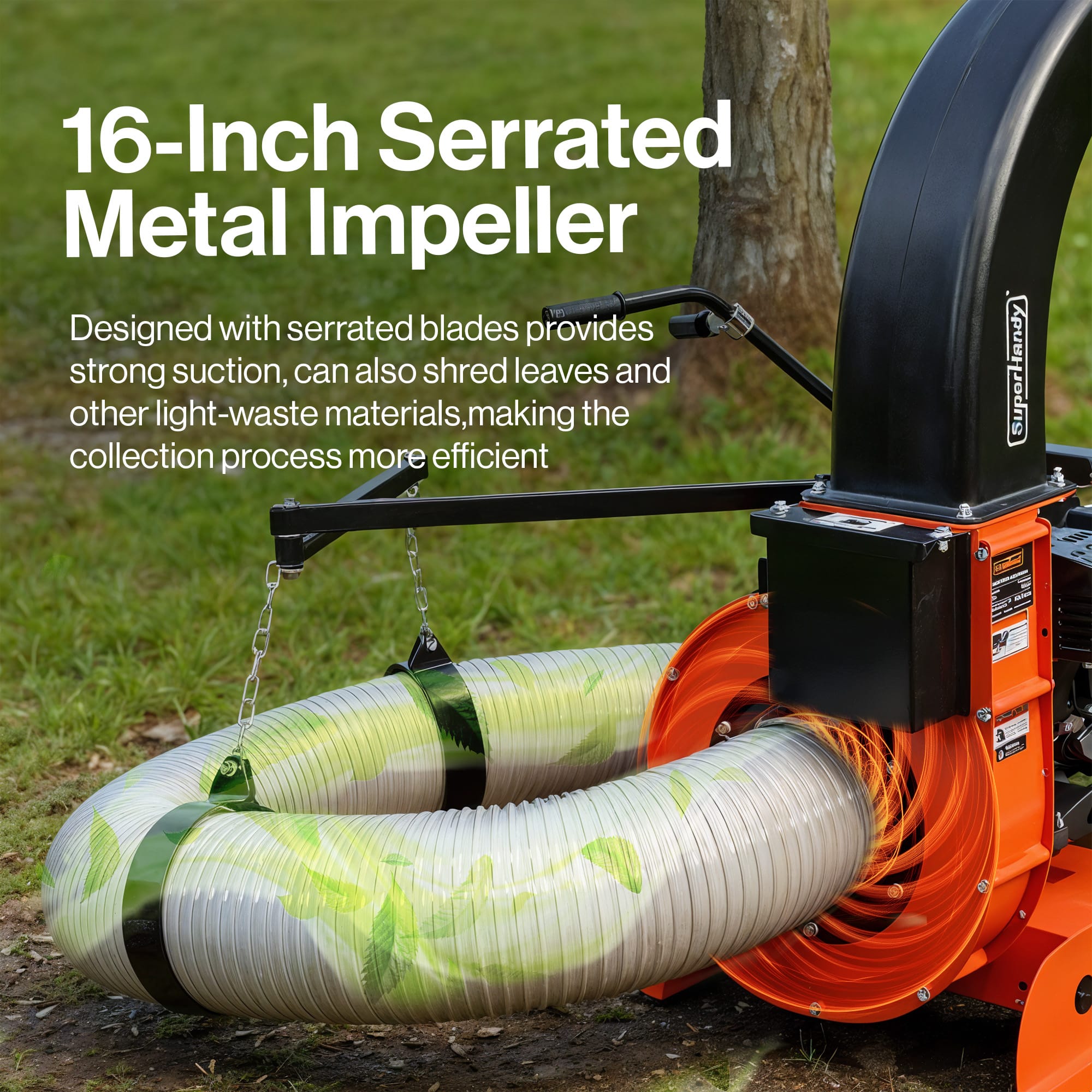 SuperHandy SuperHandy Truck Loader Leaf Vacuum – 15HP Electric Start Engine, Serrated Metal Impeller, Hitch or Tailgate Mount, Commercial Debris Vacuum for Lawn & Landscape Cleanup
