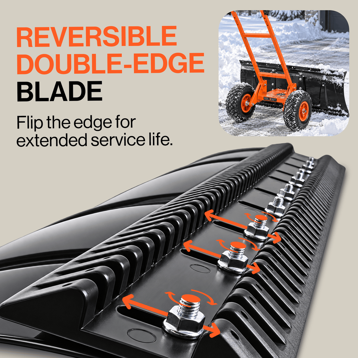 SuperHandy Superhandy Wheeled Snow Shovel, 36" Snow Pusher with Adjustable Blade Angle