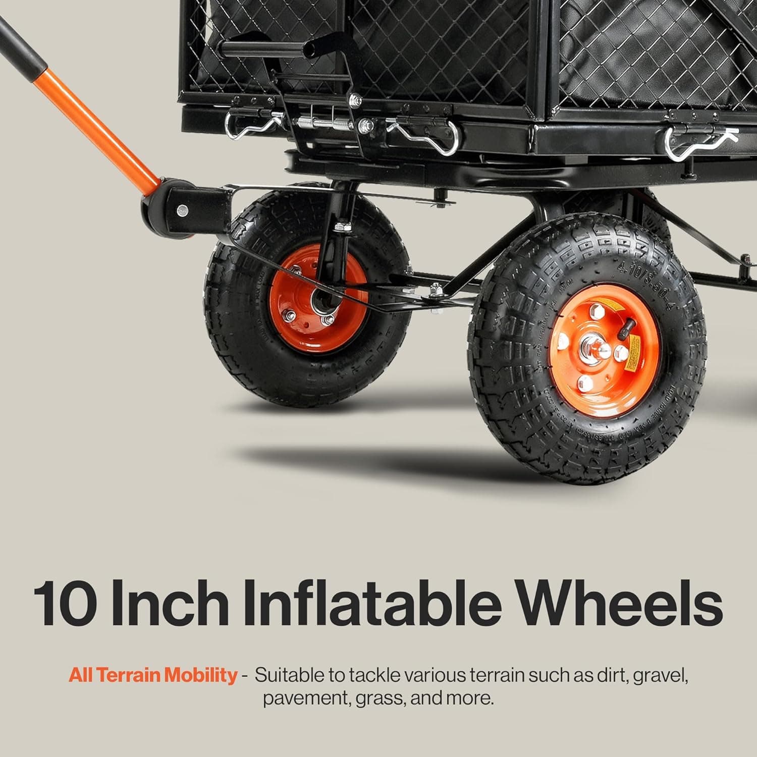 SuperHandy Towable Garden Cart - Quick Dump System, 10" Tires, Connects with Tugger Scooter